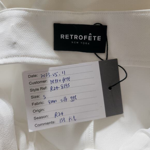 Retrofete White/Cream Jumpsuit Halter Open Back Silk Size Small Sample Wide Leg - Picture 9 of 11